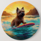 Cairn Terrier Strand Surfen Schilderij Ronde Button 6,0 Cm (Voorkant)