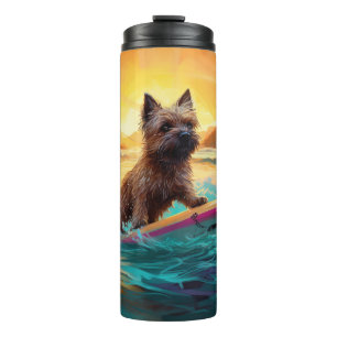 Cairn Terrier Strand Surfen Schilderij Thermosbeker
