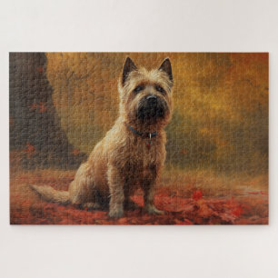 Cairn Terrier tussen herfstbladeren inspireert Legpuzzel