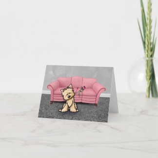 Cairn Terrier with Pink Sofa Blank Card Bedankkaart