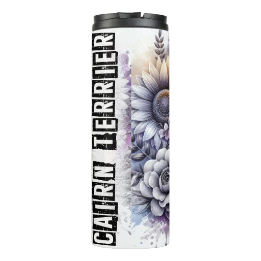 Cairn Terrier's Grayscale Garden Joy Thermosbeker (Achterkant)