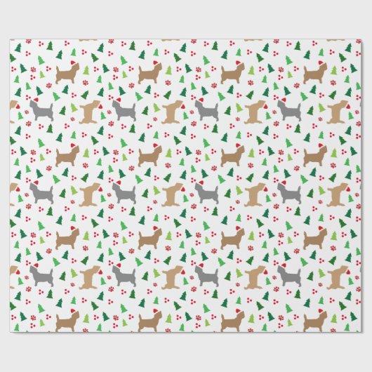 Cairn Terriers Santa Hats Kerstboom Cadeaupapier (Vlak)