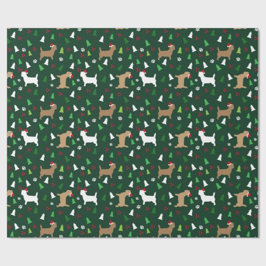 Cairn Terriers Santa Hats Kerstmis Evergreen Cadeaupapier (Vlak)