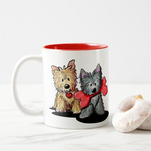 Cairn Terriers Two-Tone Coffee Mok (Met donut)