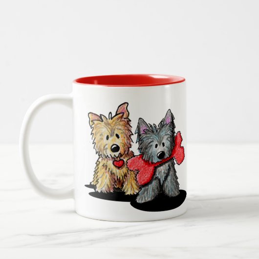 Cairn Terriers Two-Tone Coffee Mok (Links)