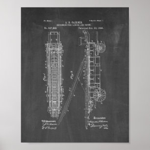 Cairnes Extension Fire ladder and Truck Patent - C Poster