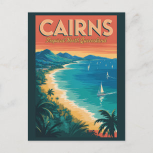 Cairns Australië Illustratie Reis Kunst Vintage Briefkaart