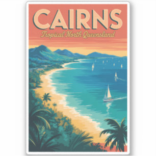 Cairns Australië Illustratie Reis Kunst Vintage Sticker