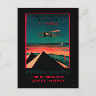 Caïro - Bagdad - Karachi Air Vintage Poster Briefkaart