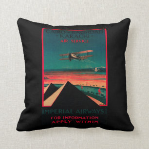 Caïro - Bagdad - Karachi Luchtvaart Vintage Poster Kussen