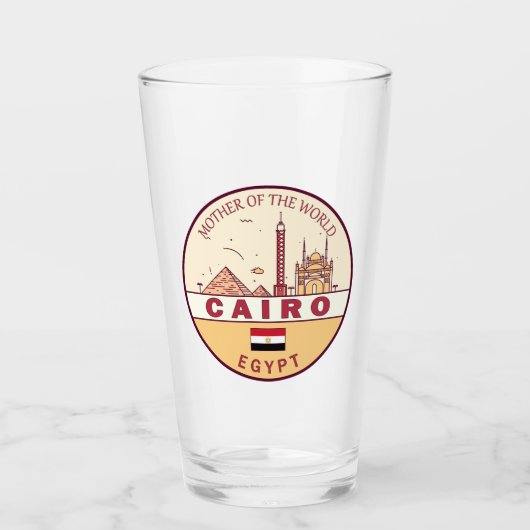 Cairo Egypte City Skyline Embleem Glas (Voorkant)
