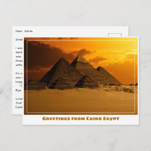 Caïro Egypte met Pyramiden Briefkaart (Voorkant / Achterkant)