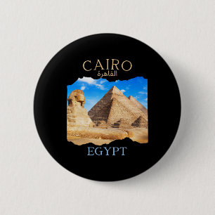 Caïro Egypte Piramides caïro' In Arabisch Egyptisc Ronde Button 5,7 Cm