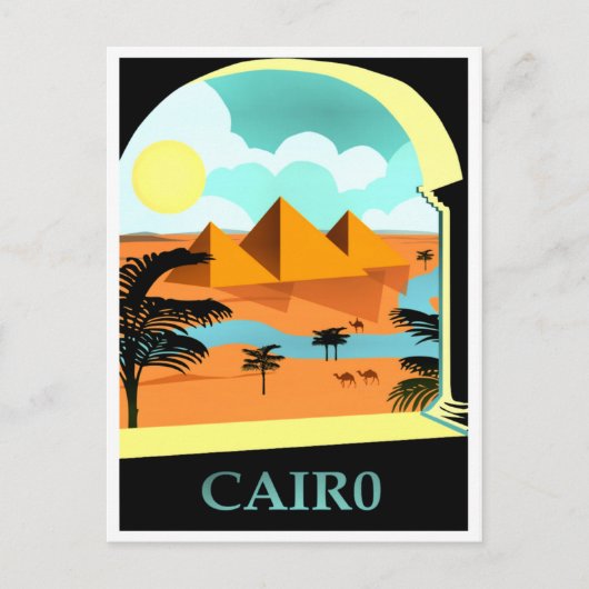 Cairo, Egypte vintage reisposter Briefkaart (Voorkant)