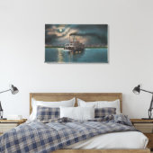 Cairo, IL - Nacht Uitzicht van Steamer op Miss. ri Canvas Afdruk (Insitu (Slaapkamer))