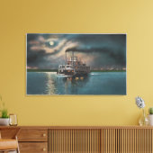 Cairo, IL - Nacht Uitzicht van Steamer op Miss. ri Canvas Afdruk (Insitu (Woonkamer))