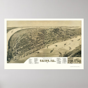 Caïro, IL Panorama Map - 1888 Poster