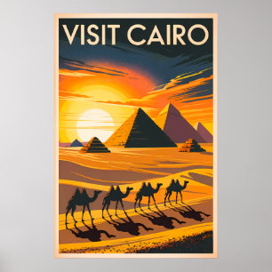  Caïro – Piramides bij zonsondergang Poster
