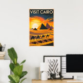  Caïro – Piramides bij zonsondergang Poster (Thuiskantoor)