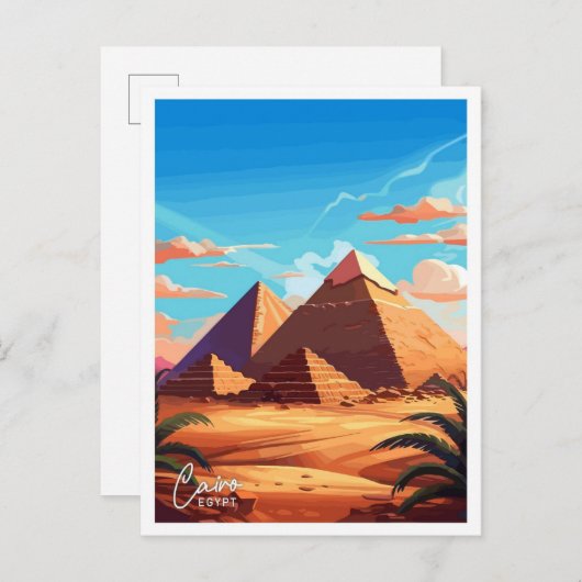 Caïro -  reisillustratie briefkaart (Voorkant / Achterkant)