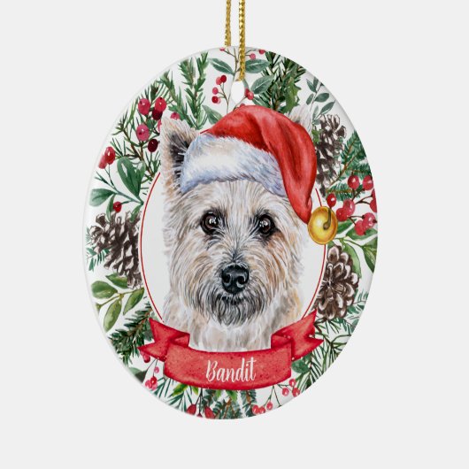 Caïro Terrier Custom Santa Dog kerstversiering Keramisch Ornament (Rechts)