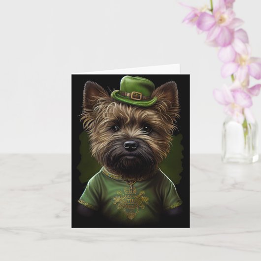Caïro Terrier dog in St. Patrick's Day Dress Kaart (Orchidee)