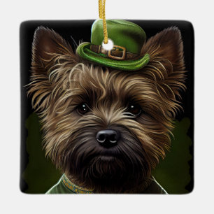 Caïro Terrier dog in St. Patrick's Day Dress Keramisch Ornament