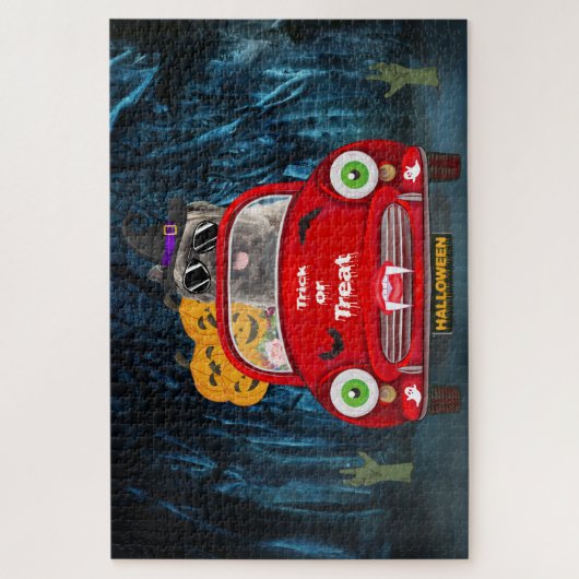 Caïro Terrier Driving Car Scary Halloween Legpuzzel (Verticaal)