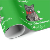 Caïro Terrier met kerstnaam  Cadeaupapier (Rol Hoek)