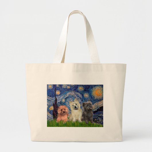 Caïro Terriers (drie) - Sterrennacht Grote Tote Bag (Voorkant)
