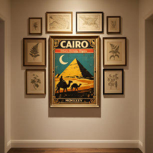 Caïro Vintage Reisposter – Retro Egypte Piramides Poster