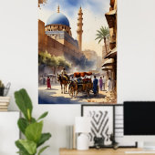 Caïro waterverf kunst poster (Thuiskantoor)