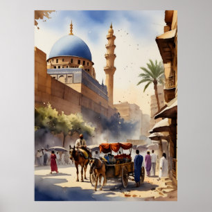 Caïro waterverf kunst poster