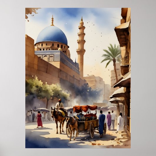 Caïro waterverf kunst poster (Voorkant)