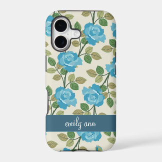 Caisse bleue du motif iPhone4 de vignes de roses