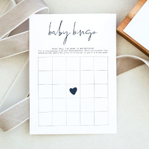 CAITLIN baby shower bingo spel in marineblauw en g Kaart