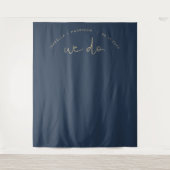 CAITLIN Navy Blue Wedding Backdrop Tapestry Wandkleed (Voorkant)