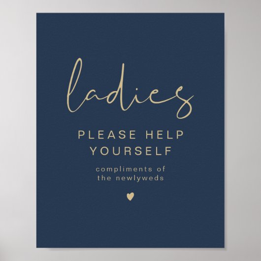 CAITLIN Navy & Gold Dames Bathroom Toiletry Poster (Voorkant)