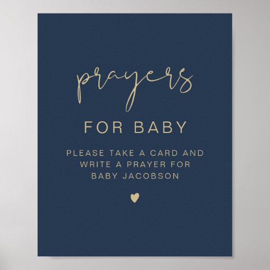 CAITLIN Navy & Gold Shower Prayers voor Baby Poster (Voorkant)
