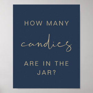 CAITLIN Navy Hoeveel Snoepjes Baby shower Poster