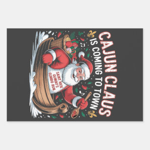 Cajun Clause komt naar de stad Kerst Krampus Inpakpapier Vel