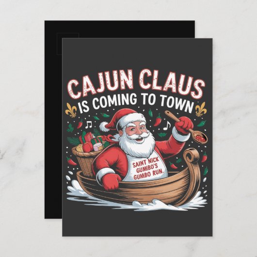 Cajun Clause komt naar de stad Kerst Krampus  Uitnodiging Briefkaart (Voorkant / Achterkant)