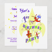 Cajun Crawfish 1st Birthday Party Invitation Kaart (Voorkant / Achterkant)