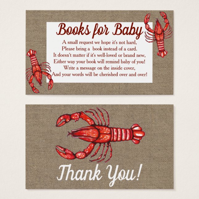 Cajun Crawfish & Faux Burlap Baby showers Books (Devant & derrière)
