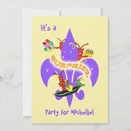 Cajun Crawfish Fleur de Lis Surprise Birthday Kaart (Voorkant)