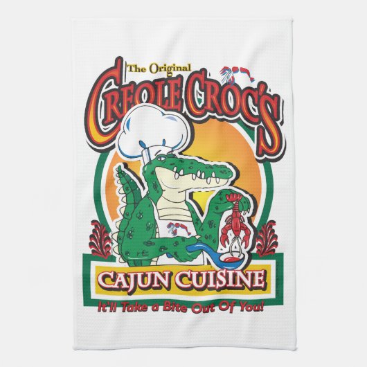 Cajun Creole Mardi Gras Crocodile Theedoek (Verticaal)
