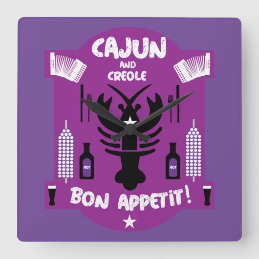 Cajun en Creole Cooks Vierkante Klok (Voorkant)