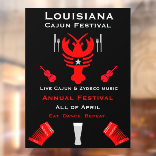 Cajun Festival Promotion Raamsticker (Vel 2)