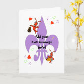 Cajun Fleur de Lis Crawfish Personalized Greeting Kaart (Gele Bloem)