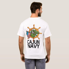 Cajun Navy-ontwerp op voorkant Pocket en achterzij T-shirt